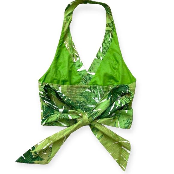 Anthropologie Vanessa Virginia Tropical Palm Leaf Print Halter Top Size 8 - Picture 5 of 9